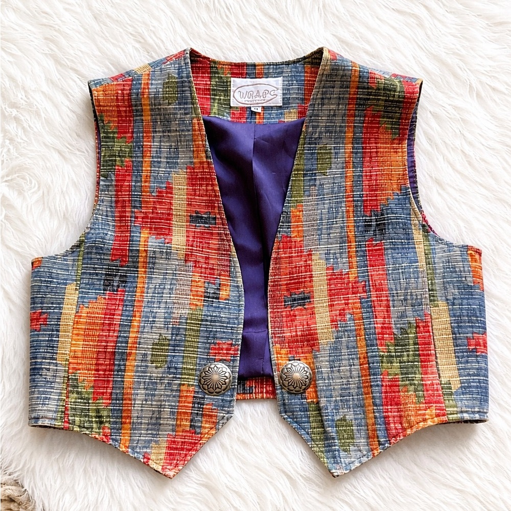 Vintage Southwestern Wraps Collection Vest | Concho buttons | Made in Texas